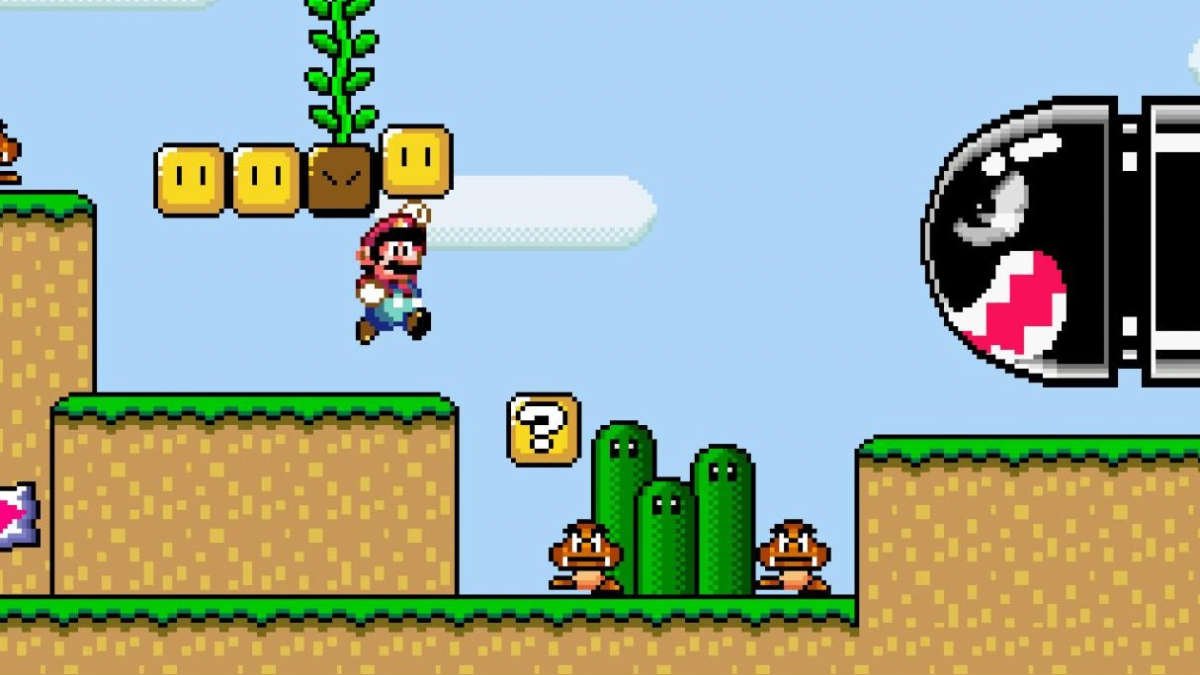 Super Mario World snes 002-Super Mario World sur la Super Nintendo-Rabbits Games Super Mario World sur la Super Nintendo, titres légendaires, l'univers de Super Mario World, console de jeu très populaire, Mario et Luigi,