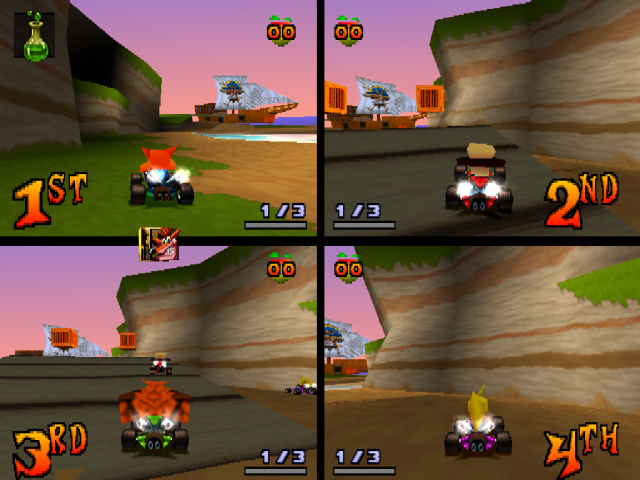 ctr crash team racing playstation crash 4 player-Crash Team Racing (CTR) sur Playstation-Rabbits Games Crash Team Racing (CTR), course de karting, modes de jeu, PlayStation, Crash Bandicoot,