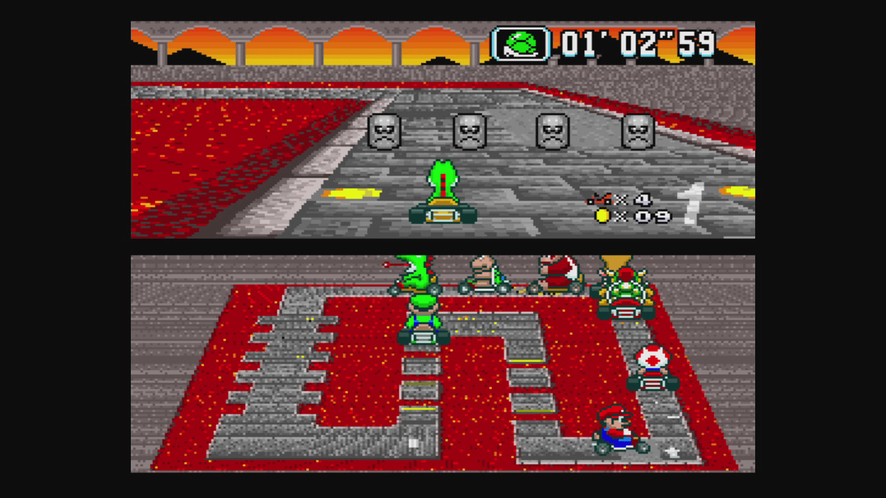 super mario kart super nintendo snes 002-Super Mario Kart SNES : le jeu de course qui a marqué une génération-Rabbits Games Super Mario Kart sur la Super Nintendo, jeux de karting, graphismes, jouabilité, jeu vidéo de course de karting,